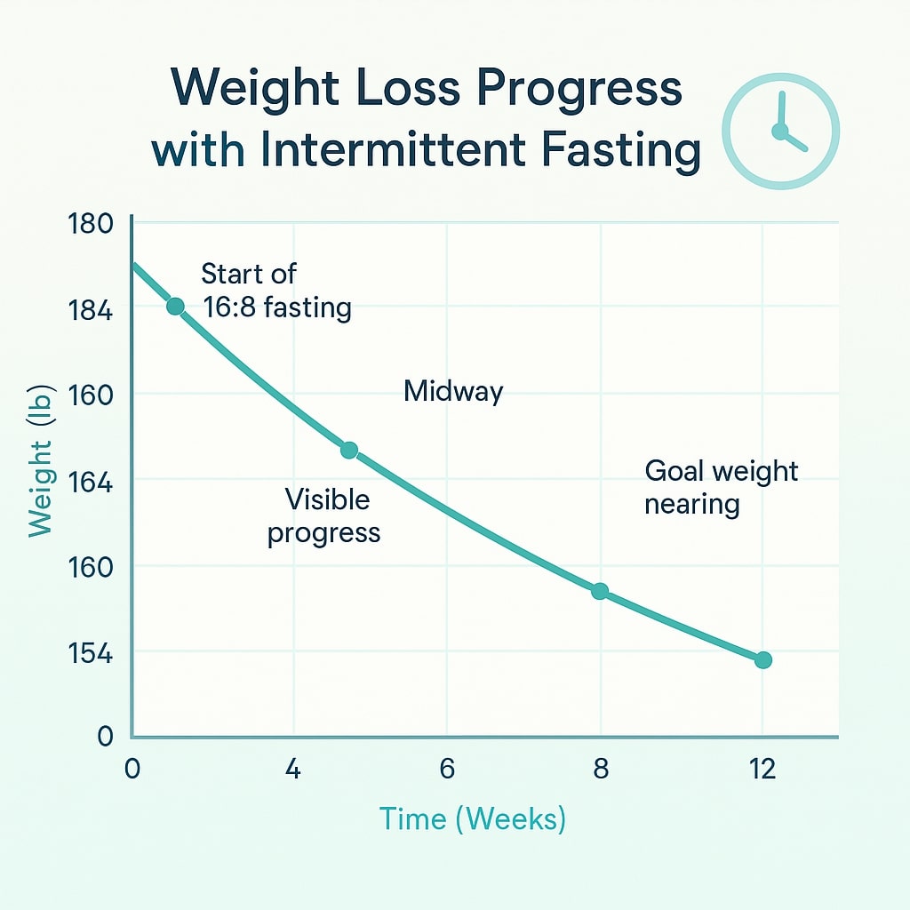 Graph showing weight loss progress with intermittent fasting